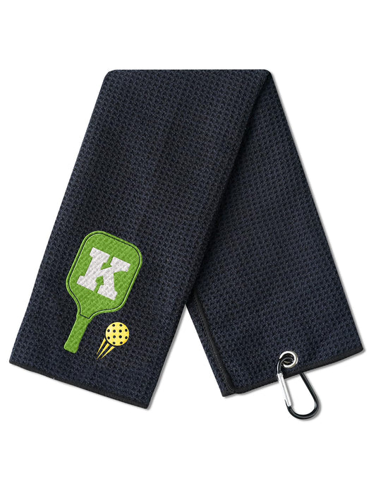 CybGene Embroidered Pickleball Towel Funny Pickleball Gifts for Men Women Pickleball Lovers Pickleball Player on Birthday Christmas Retirement 16"x 24" Microfiber Towel Initial K